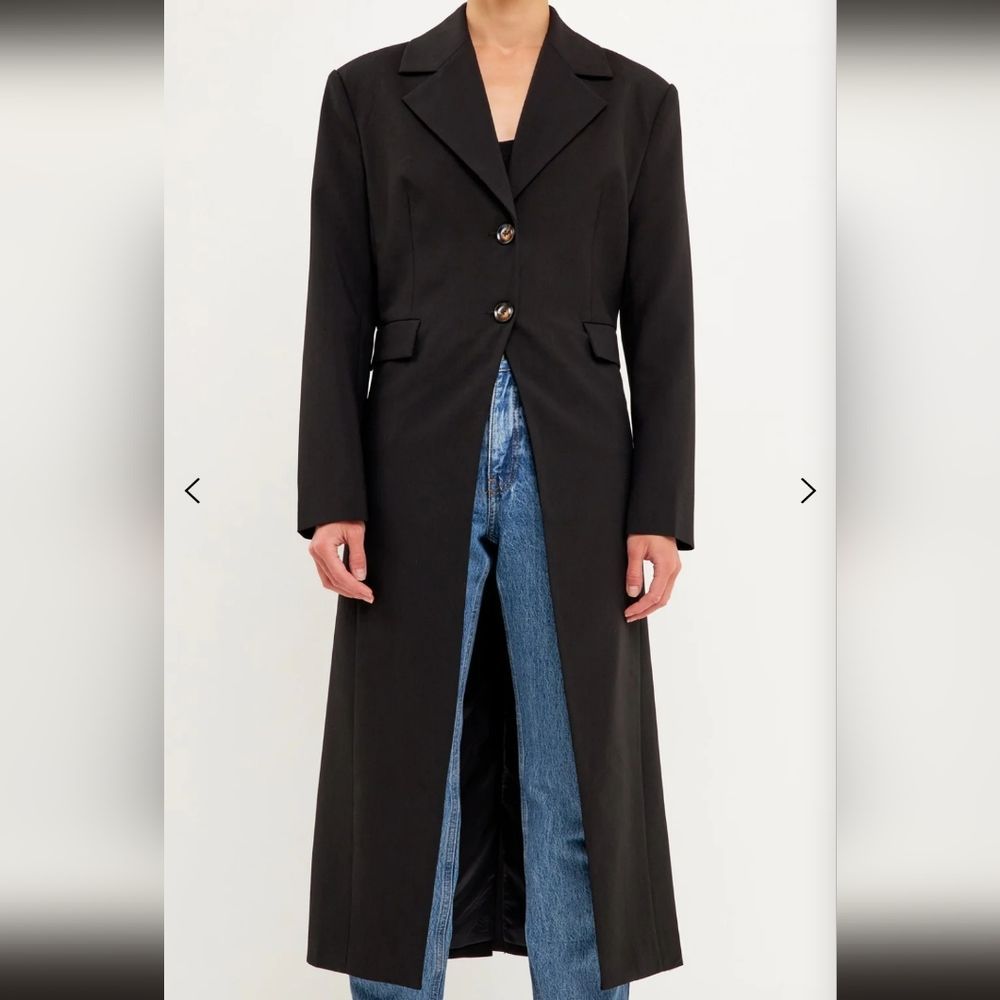 New Endless Rose Front Slit Long Jacket Size Medium Black